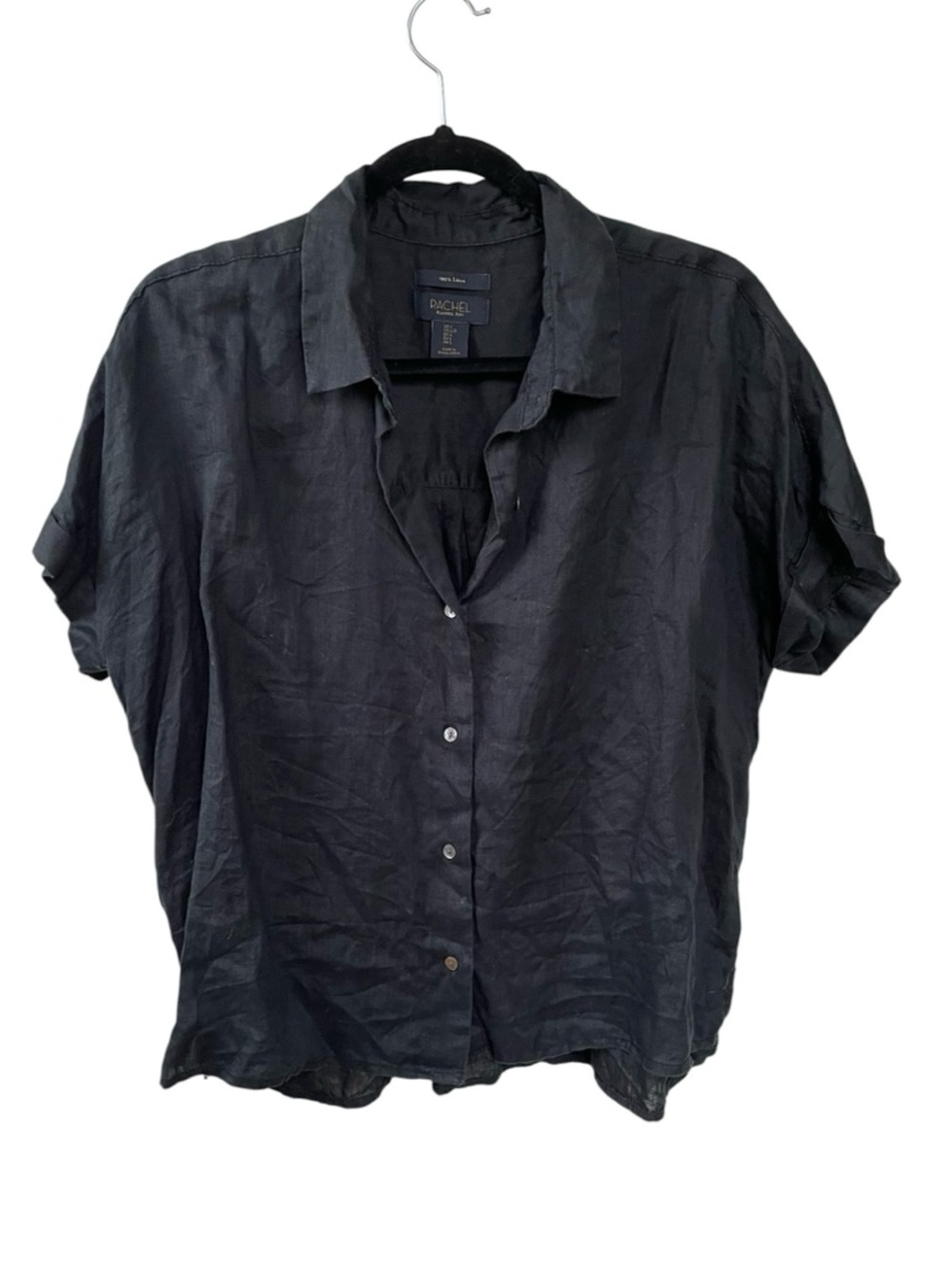 RACHEL Rachel Roy Black Short-Sleeve Button Blouse